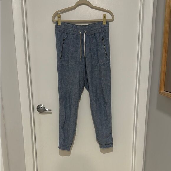 Athleta Casual Blue Denim Linen Jogger Pants size 6 - Picture 5 of 13